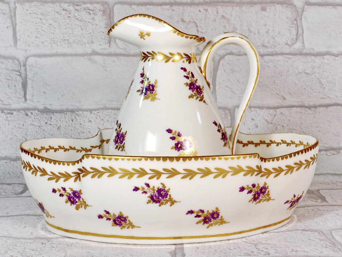 BROC à EAU et son BASSIN - Manufacture A LA REINE - Porcelaine de PARIS - Ep. XVIIIe-photo-8