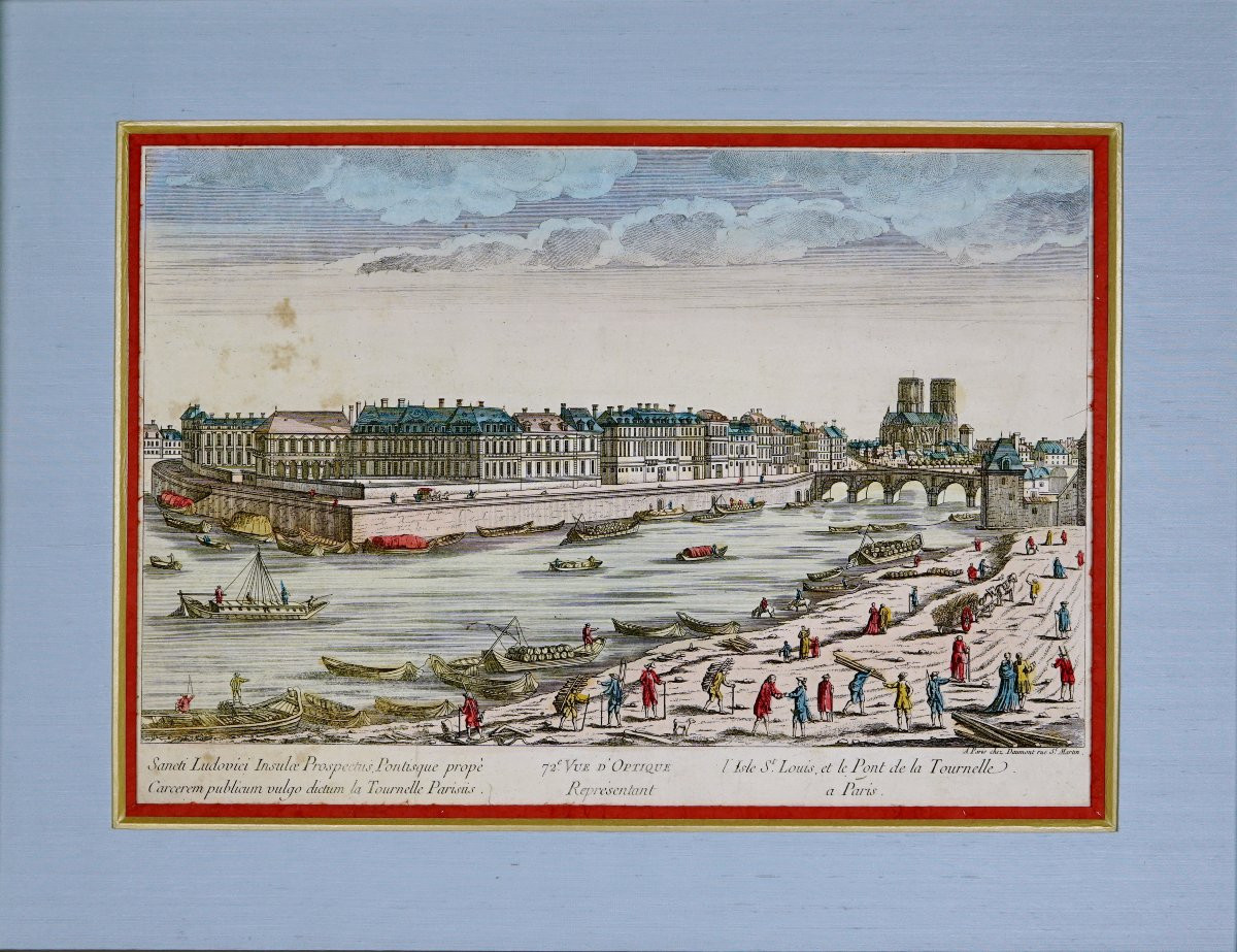 PARIS - L'isle Saint-Louis et le Pont de la Tournelle à Paris - Gravure - Ep. XVIIIe-photo-4