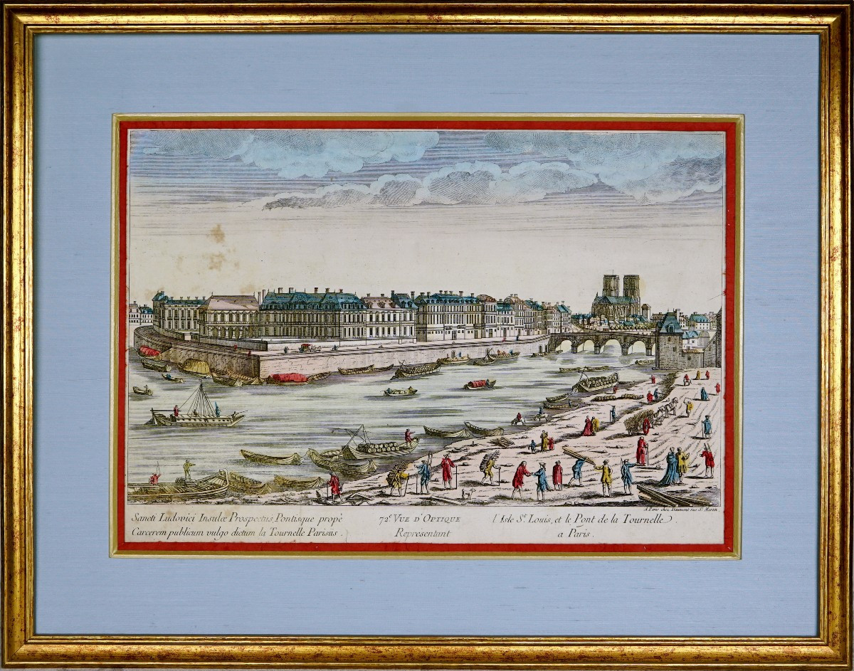 PARIS - L'isle Saint-Louis et le Pont de la Tournelle à Paris - Gravure - Ep. XVIIIe