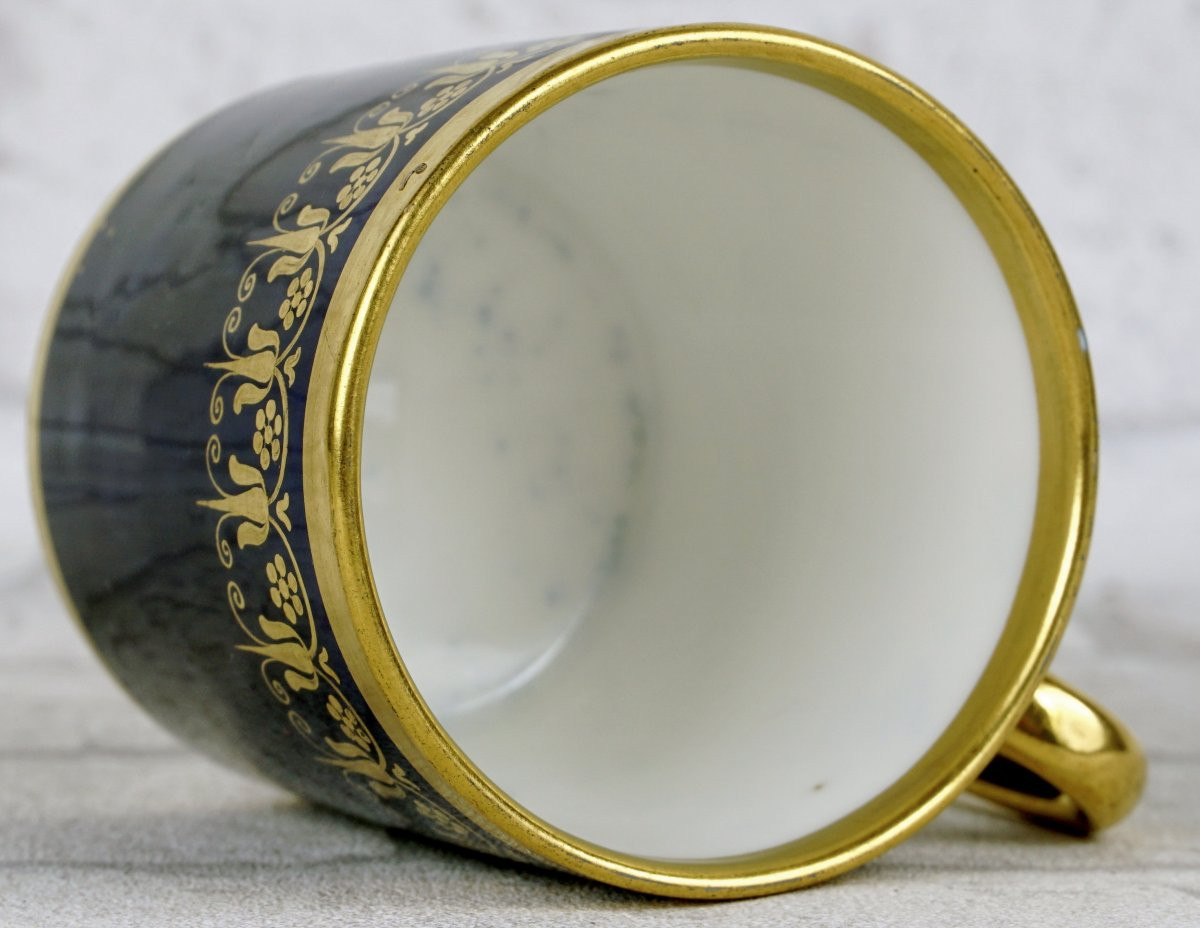 TASSE litron et sa SOUCOUPE - Atelier de FEUILLET, en porcelaine de PARIS - Ep. DEBUT XIXe-photo-2