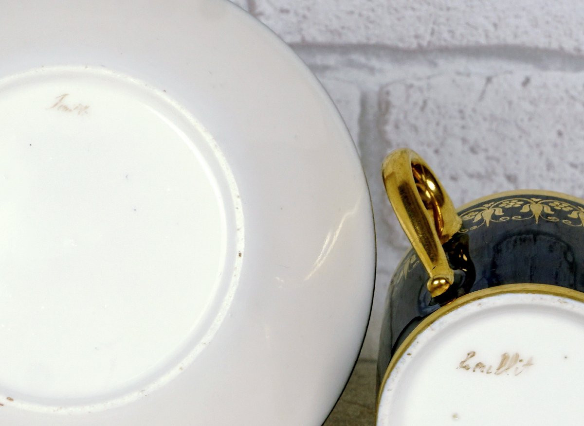 TASSE litron et sa SOUCOUPE - Atelier de FEUILLET, en porcelaine de PARIS - Ep. DEBUT XIXe-photo-5