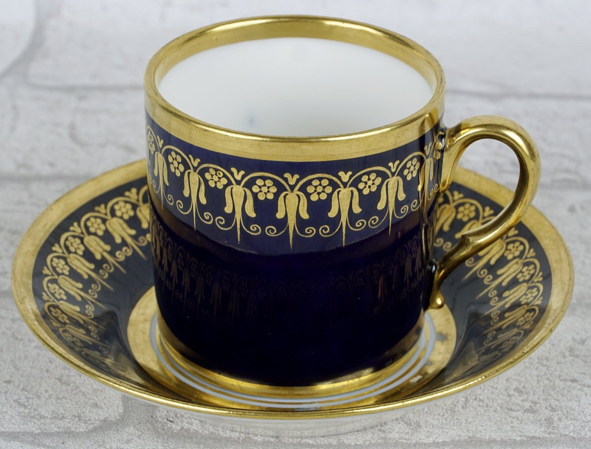 TASSE litron et sa SOUCOUPE - Atelier de FEUILLET, en porcelaine de PARIS - Ep. DEBUT XIXe-photo-6