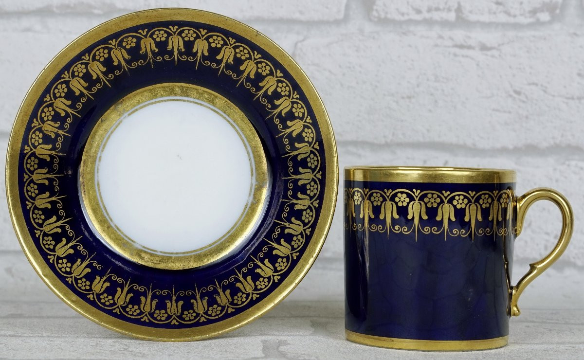TASSE litron et sa SOUCOUPE - Atelier de FEUILLET  en porcelaine de PARIS - Ep. DEBUT XIXe-photo-3