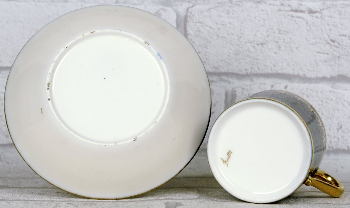 TASSE litron et sa SOUCOUPE - Atelier de FEUILLET  en porcelaine de PARIS - Ep. DEBUT XIXe-photo-4