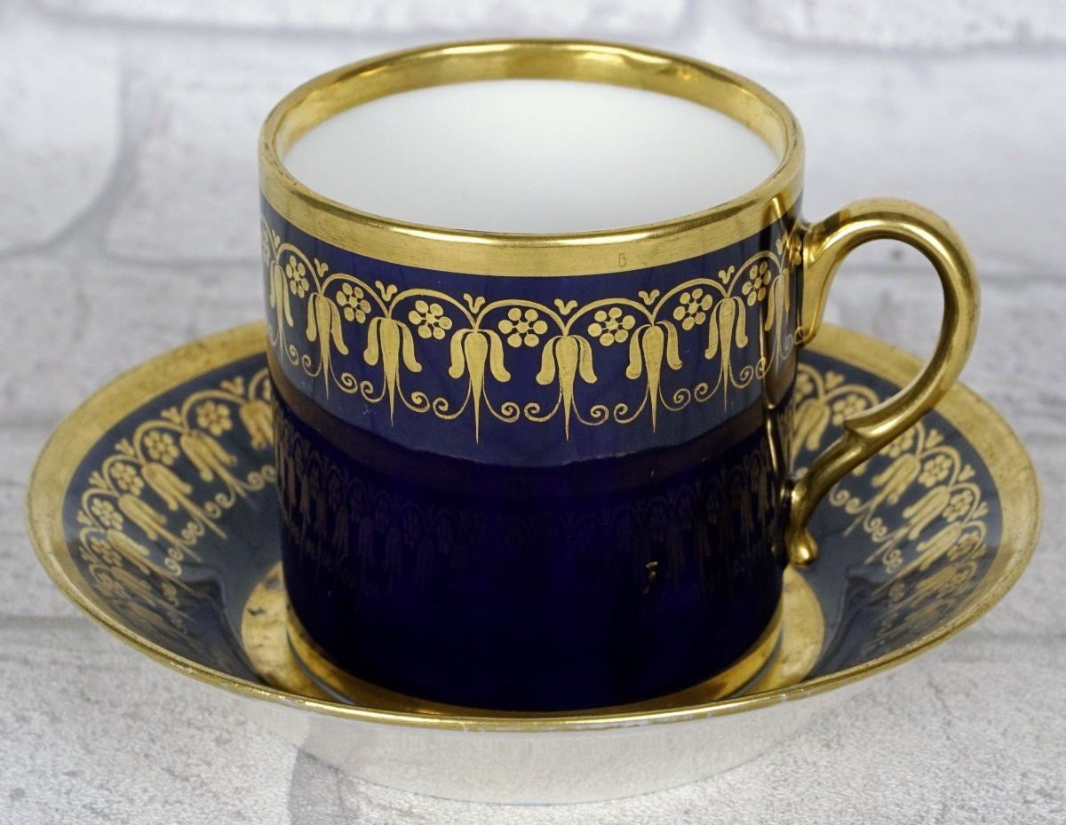 TASSE litron et sa SOUCOUPE - Atelier de FEUILLET  en porcelaine de PARIS - Ep. DEBUT XIXe-photo-5