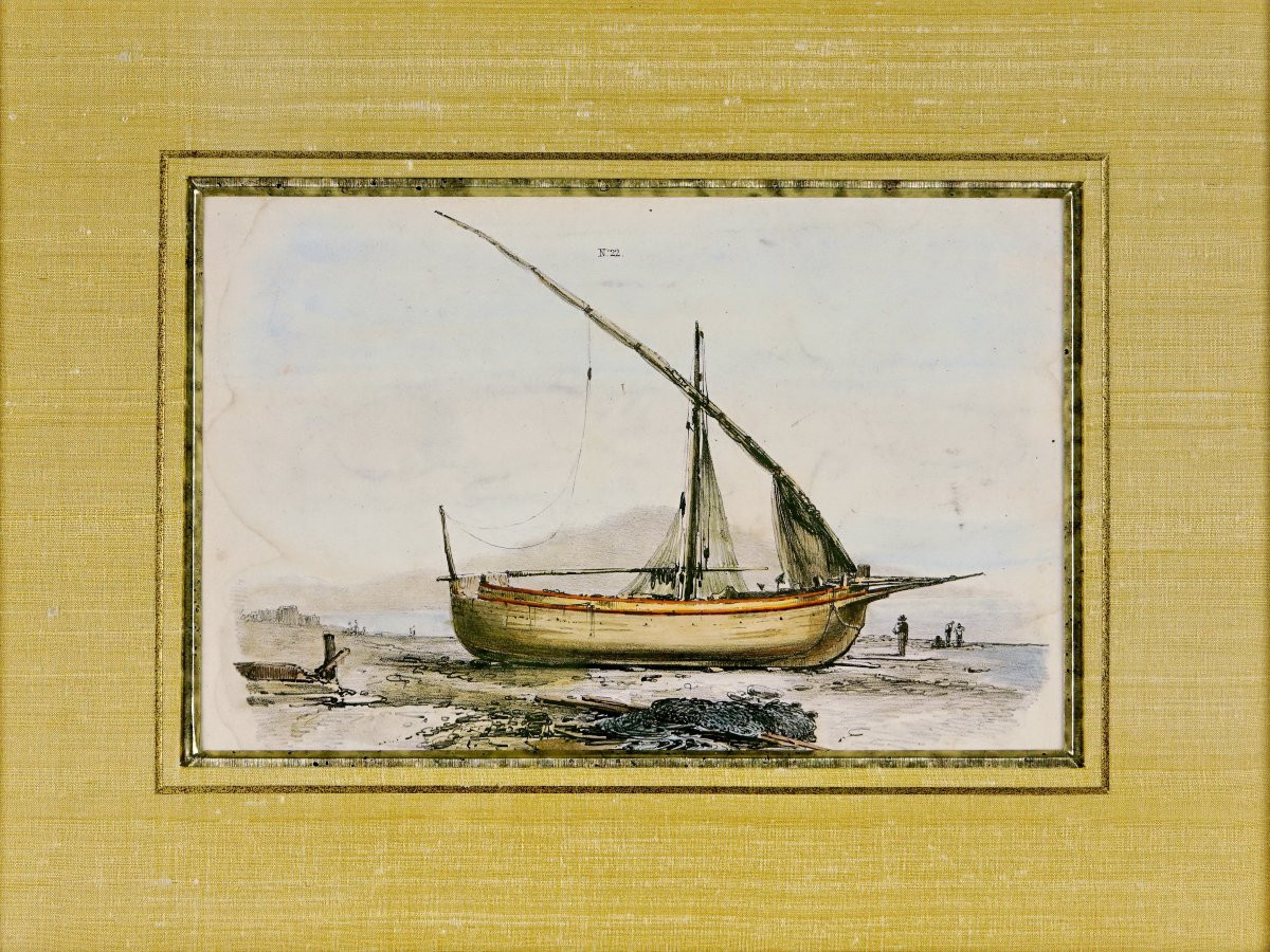 Gravure de NAPLES  et sa région - BARQUE NAPOLITAINE dite "GOZZO"- Ep. XIXe-photo-4