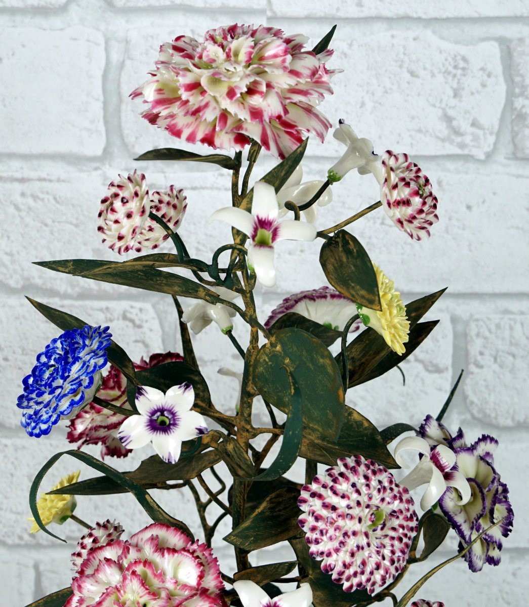 BOUQUET de FLEURS en PORCELAINE de Didier GARDILLOU dans  VASE en porcelaine de PARIS du XVIIIe-photo-4