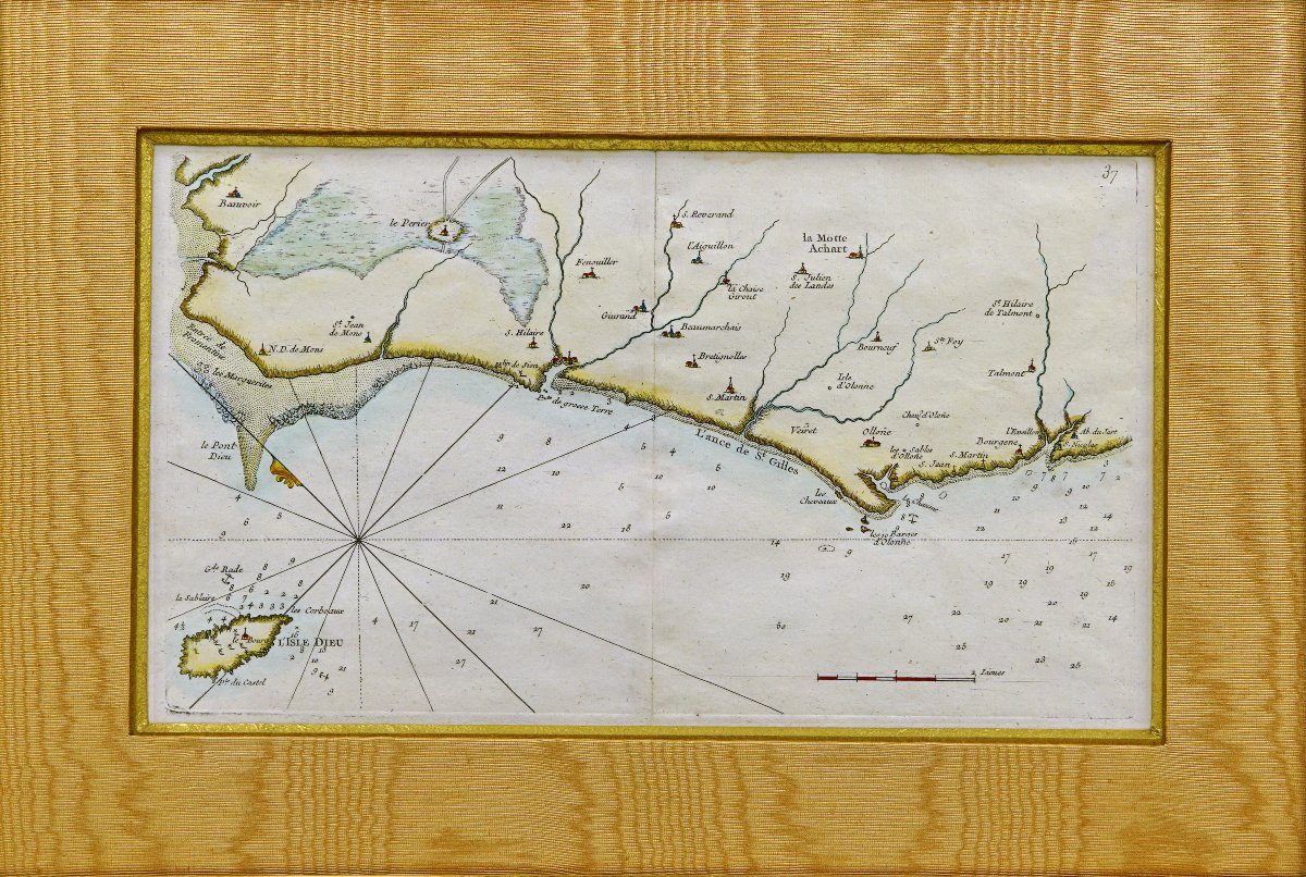 Rare Carte Marine De La Vendée - N°27 - De Beauvoir Aux Les Sables d'Olonnes - Ep. XVIIIe-photo-4