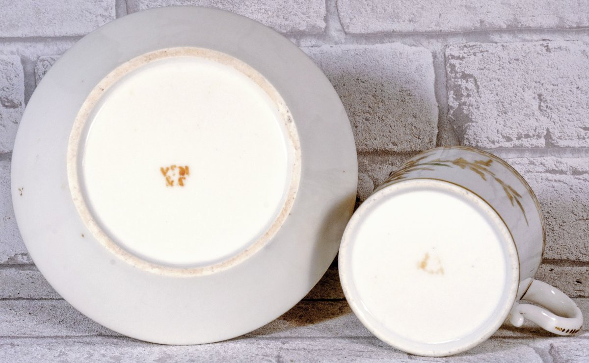 Tasse And Its Soucoupe In Porcelain Of Paris - Manufacture / Atelier Vve Et Cie - Ep. XVIIIe-photo-4