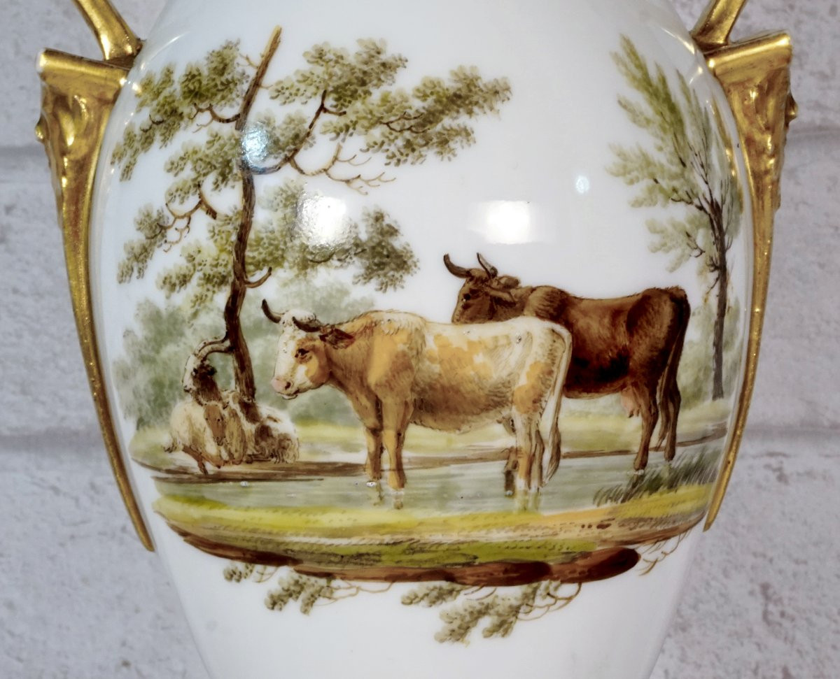 Vase Ovoïde à Rare décor Cynégétique en porcelaine de Paris - Ep. Empire-photo-3