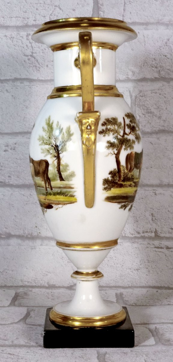 Vase Ovoïde à Rare décor Cynégétique en porcelaine de Paris - Ep. Empire-photo-4