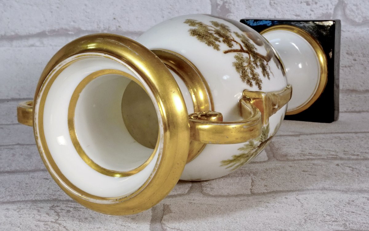 Vase Ovoïde à Rare décor Cynégétique en porcelaine de Paris - Ep. Empire-photo-5