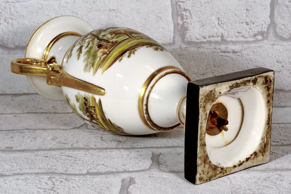 Vase Ovoïde à Rare décor Cynégétique en porcelaine de Paris - Ep. Empire-photo-6
