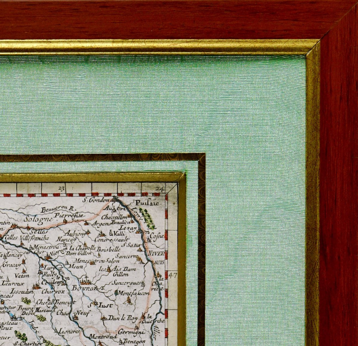 CARTE du BERRY et son BLASON - Rare gravure - Ep. MILIEU XVIIe-photo-2