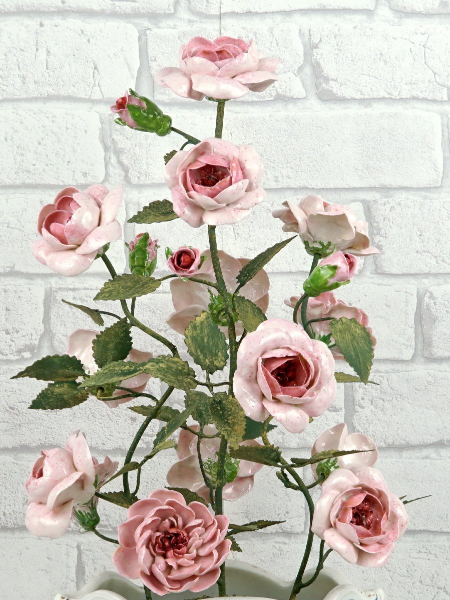 Large Bouquet Of Rose In Porcelain By Didier Gardillou - Vase In Porcelain - Ep. Paris XIXe-photo-3