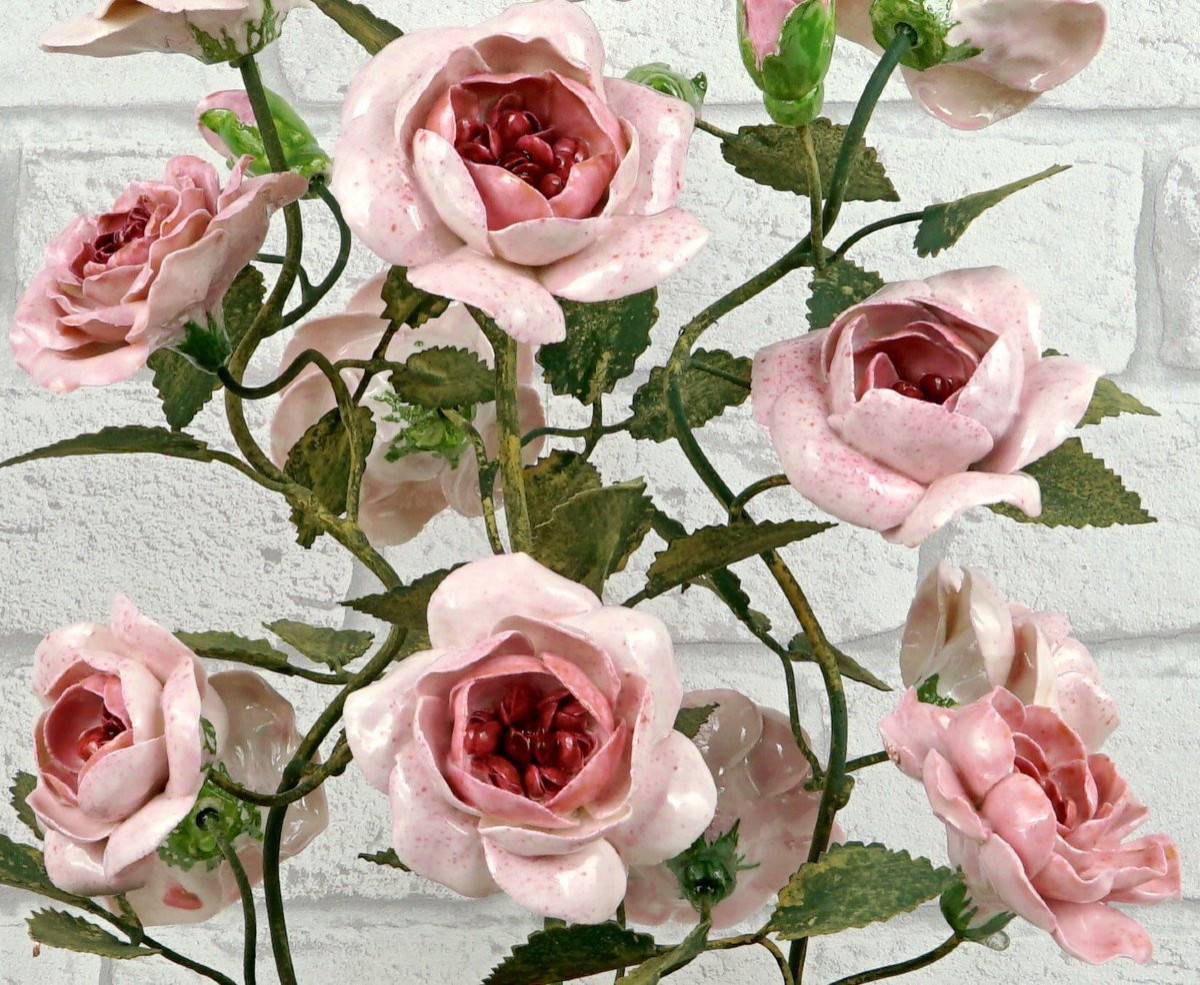 Large Bouquet Of Rose In Porcelain By Didier Gardillou - Vase In Porcelain - Ep. Paris XIXe-photo-4