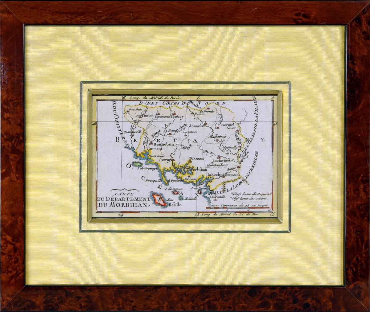 Gravure du MORBIHAN (56) - Carte Départementale - Ep. RÉVOLUTIONNAIRE (1791)