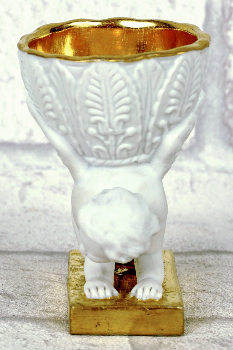 COQUETIER en porcelaine de PARIS  - Manufacture de DAGOTY - Ep. EMPIRE-photo-2