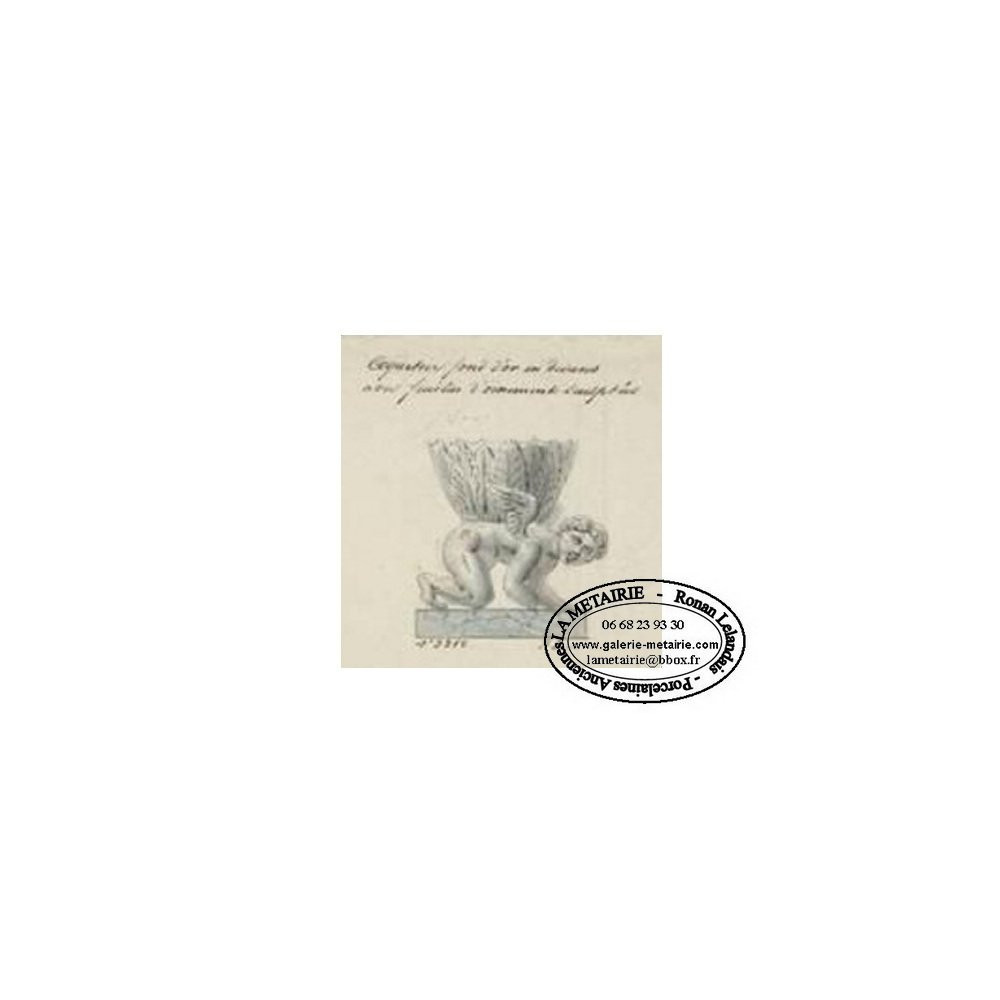 COQUETIER en porcelaine de PARIS  - Manufacture de DAGOTY - Ep. EMPIRE-photo-4
