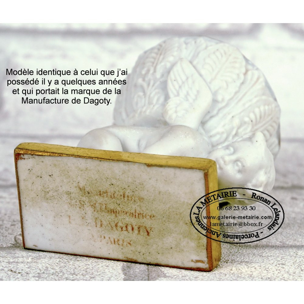 COQUETIER en porcelaine de PARIS  - Manufacture de DAGOTY - Ep. EMPIRE-photo-5