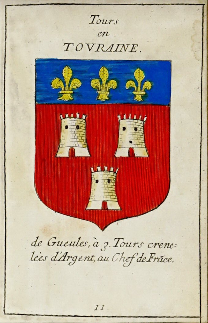 Engraving Map Of Touraine And Its Blason - Ep. Mid 17th Century-photo-4