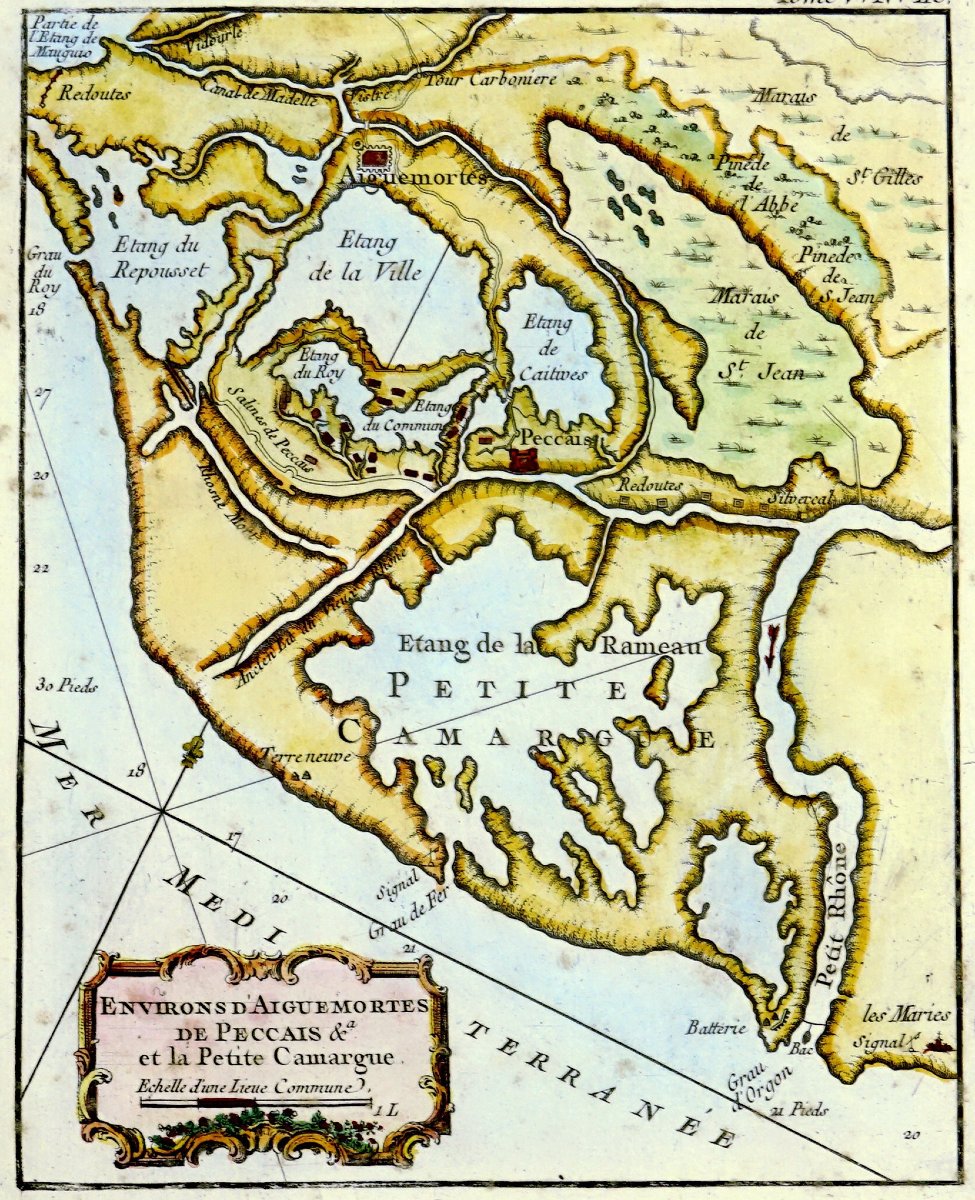 CARTE MARINE des "ENVIRONS D'AIGUEMORTES DE PECCAIS & DE LA PETITE CAMARGUE - Ep. XVIIIe-photo-3
