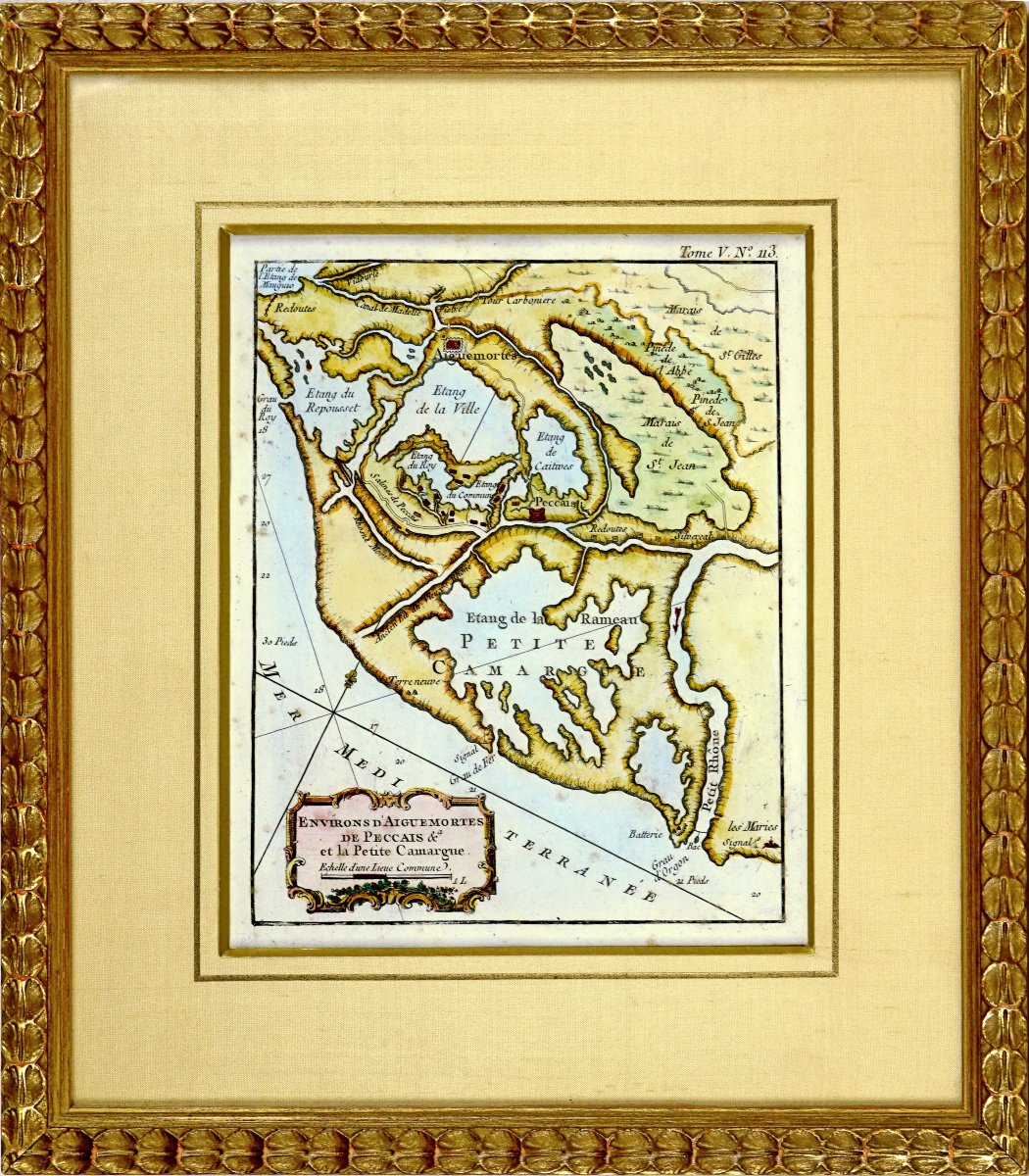 CARTE MARINE des "ENVIRONS D'AIGUEMORTES DE PECCAIS & DE LA PETITE CAMARGUE - Ep. XVIIIe