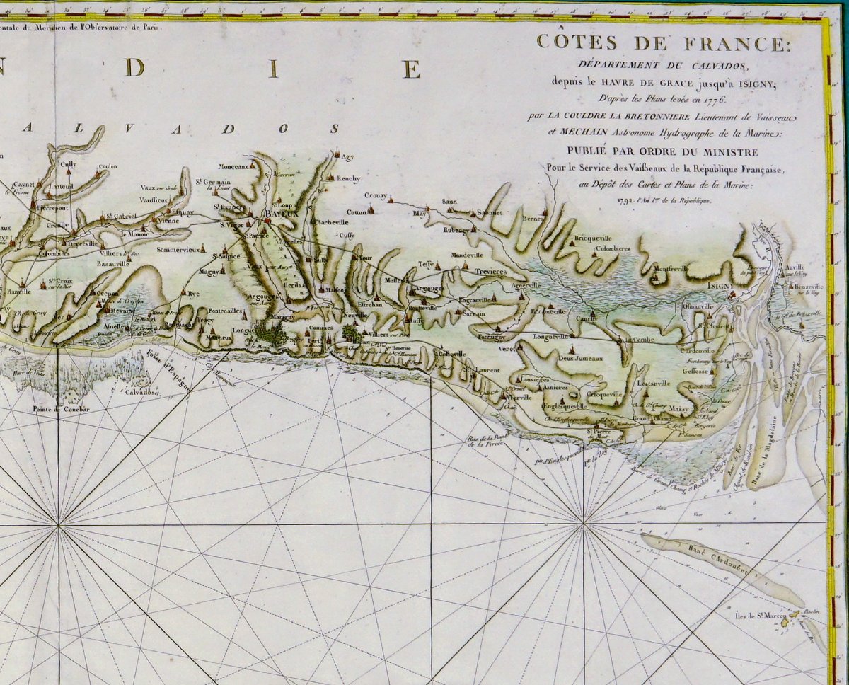 BELLE et GRANDE CARTE MARINE - DEPUIS LE HAVRE de GRÂCE JUSQU'A ISIGNY SUR MER - Ep. XVIIIe-photo-4