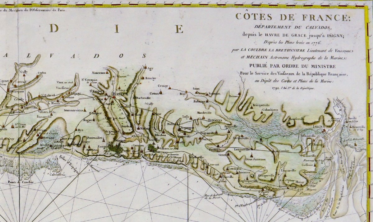 BELLE et GRANDE CARTE MARINE - DEPUIS LE HAVRE de GRÂCE JUSQU'A ISIGNY SUR MER - Ep. XVIIIe-photo-4