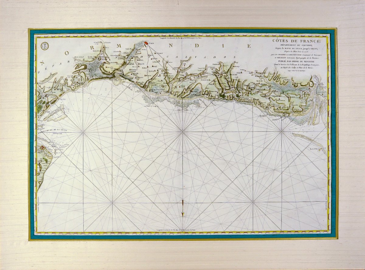 BELLE et GRANDE CARTE MARINE - DEPUIS LE HAVRE de GRÂCE JUSQU'A ISIGNY SUR MER - Ep. XVIIIe-photo-6