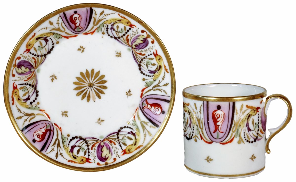Cup And Saucer - France  - Attributed To  Paris Porcelain - Directoire-consulate Period