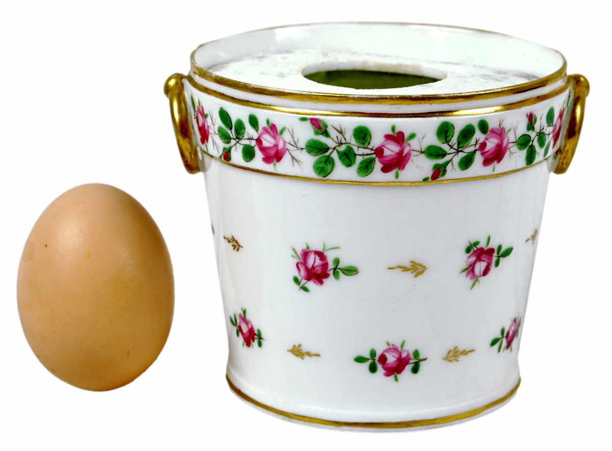Flower Onion Pot Or Onion Planter - Made Of Paris Porcelain - 18th Century -photo-2
