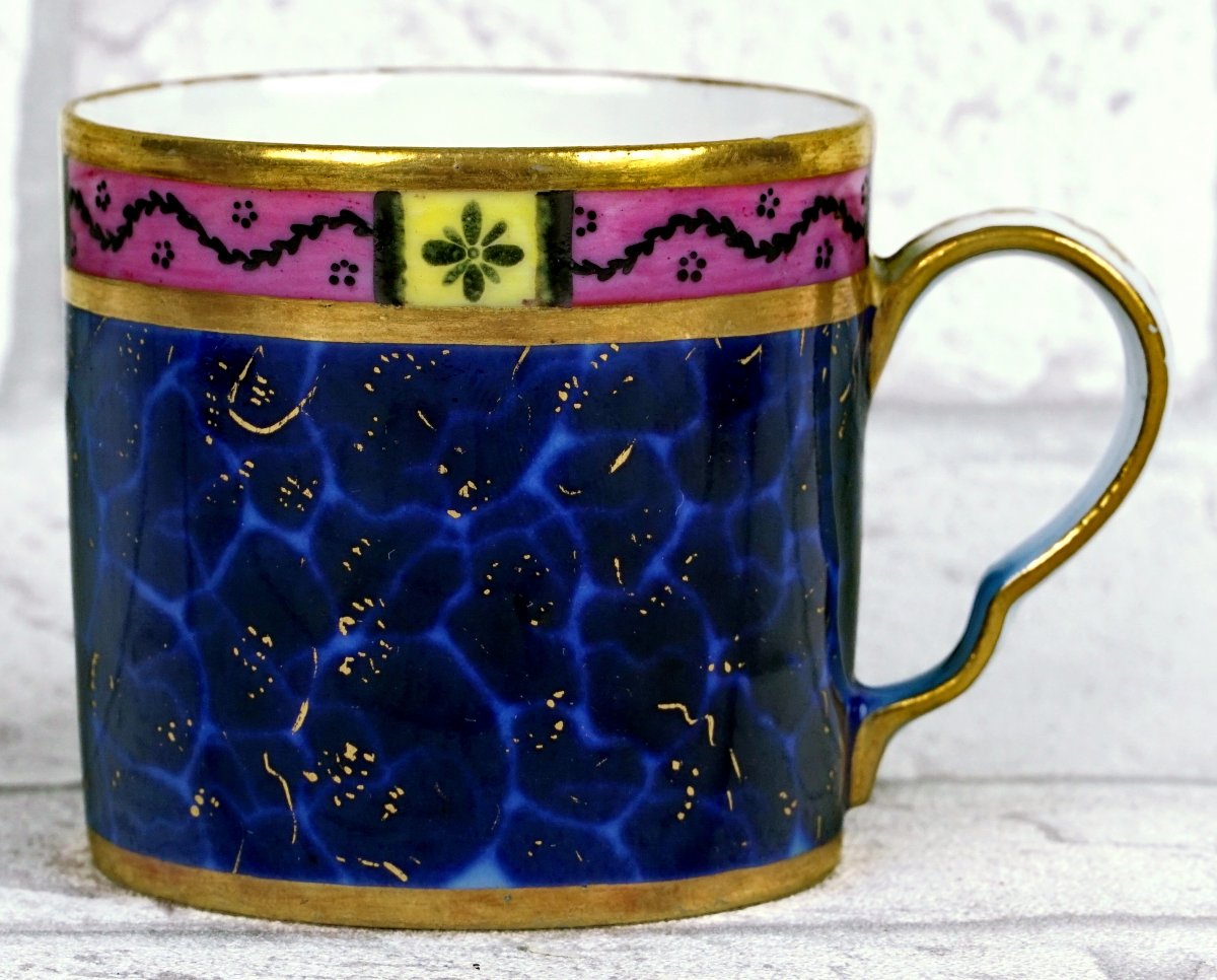 TASSE Litron et sa SOUCOUPE  décor "LAPIS LAZULI" porcelaine de la Manufacture de LOCRE - PARIS-photo-2
