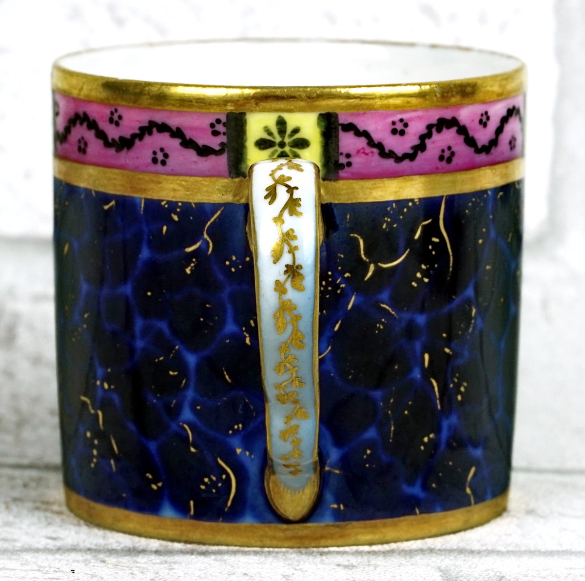TASSE Litron et sa SOUCOUPE  décor "LAPIS LAZULI" porcelaine de la Manufacture de LOCRE - PARIS-photo-3