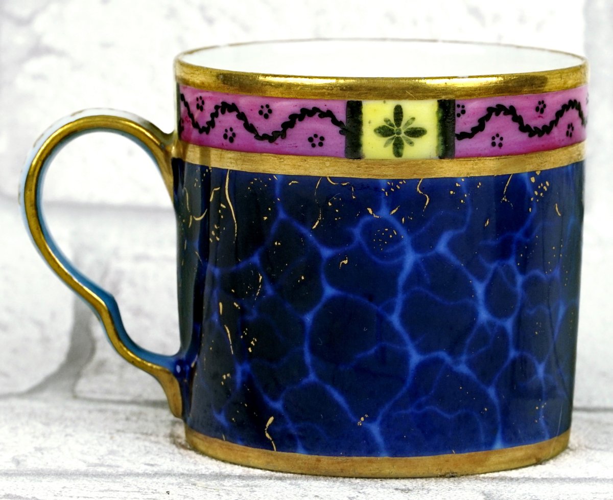 TASSE Litron et sa SOUCOUPE  décor "LAPIS LAZULI" porcelaine de la Manufacture de LOCRE - PARIS-photo-4