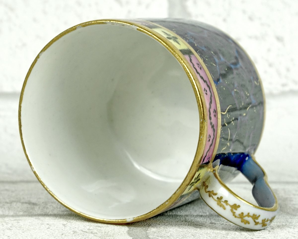 TASSE Litron et sa SOUCOUPE  décor "LAPIS LAZULI" porcelaine de la Manufacture de LOCRE - PARIS-photo-2