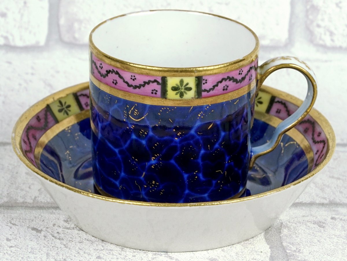 TASSE Litron et sa SOUCOUPE  décor "LAPIS LAZULI" porcelaine de la Manufacture de LOCRE - PARIS-photo-5
