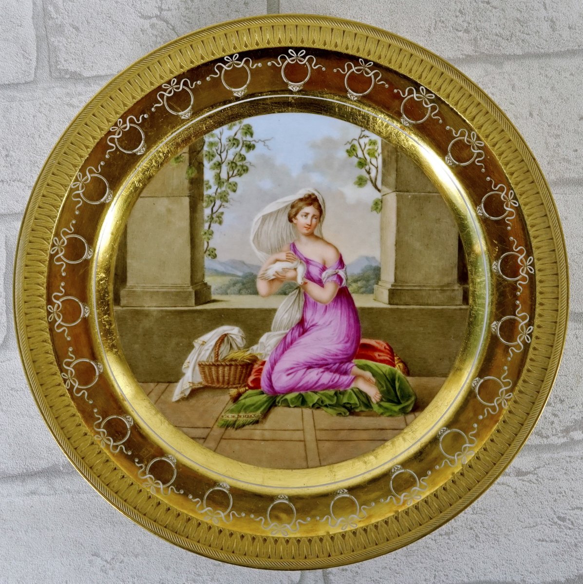 ASSIETTE  - Dorure A LA MOLETTE en porcelaine de la Manufacture de NAST - PARIS - Ep. EMPIRE-photo-3