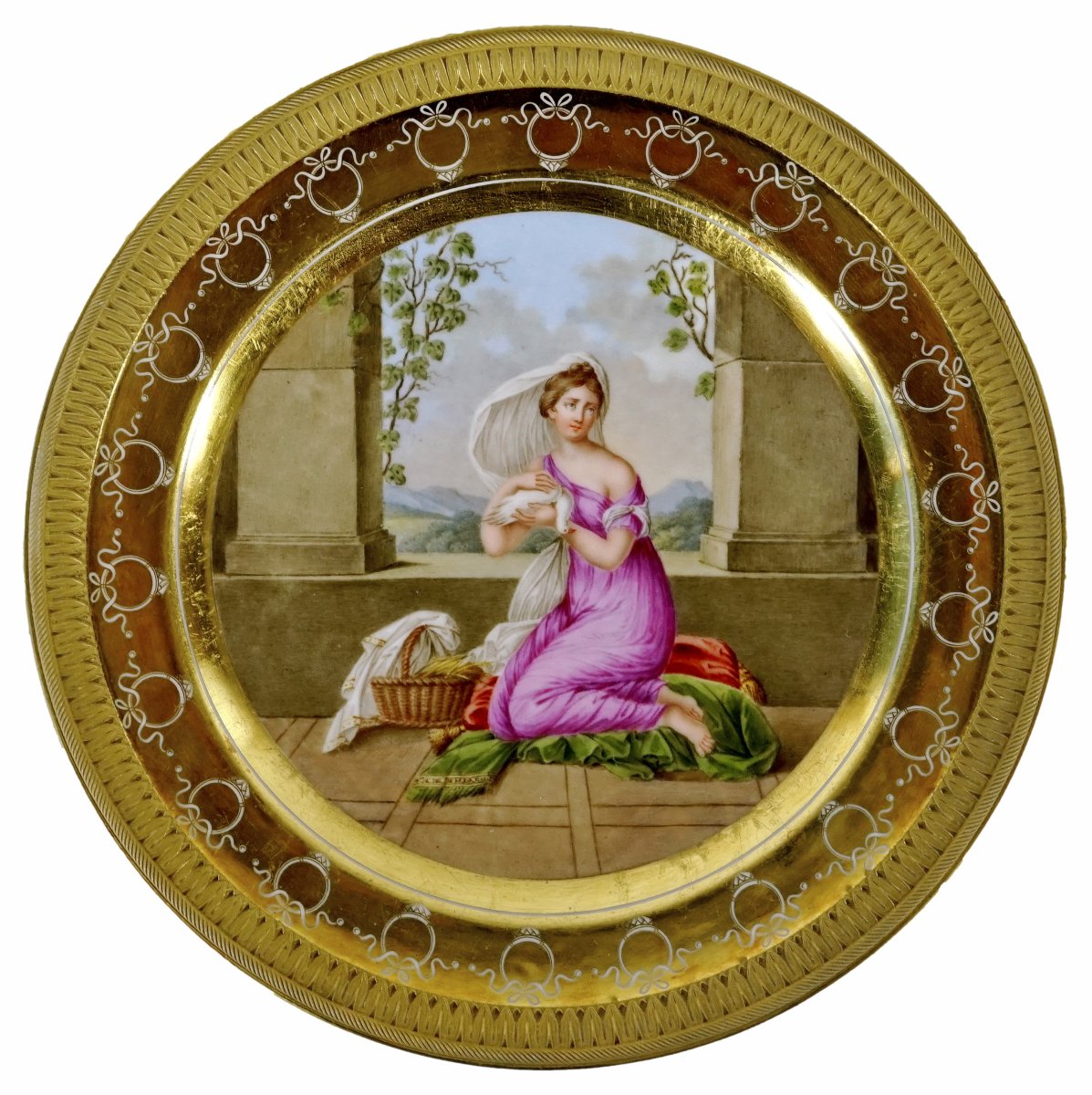 ASSIETTE  - Dorure A LA MOLETTE en porcelaine de la Manufacture de NAST - PARIS - Ep. EMPIRE