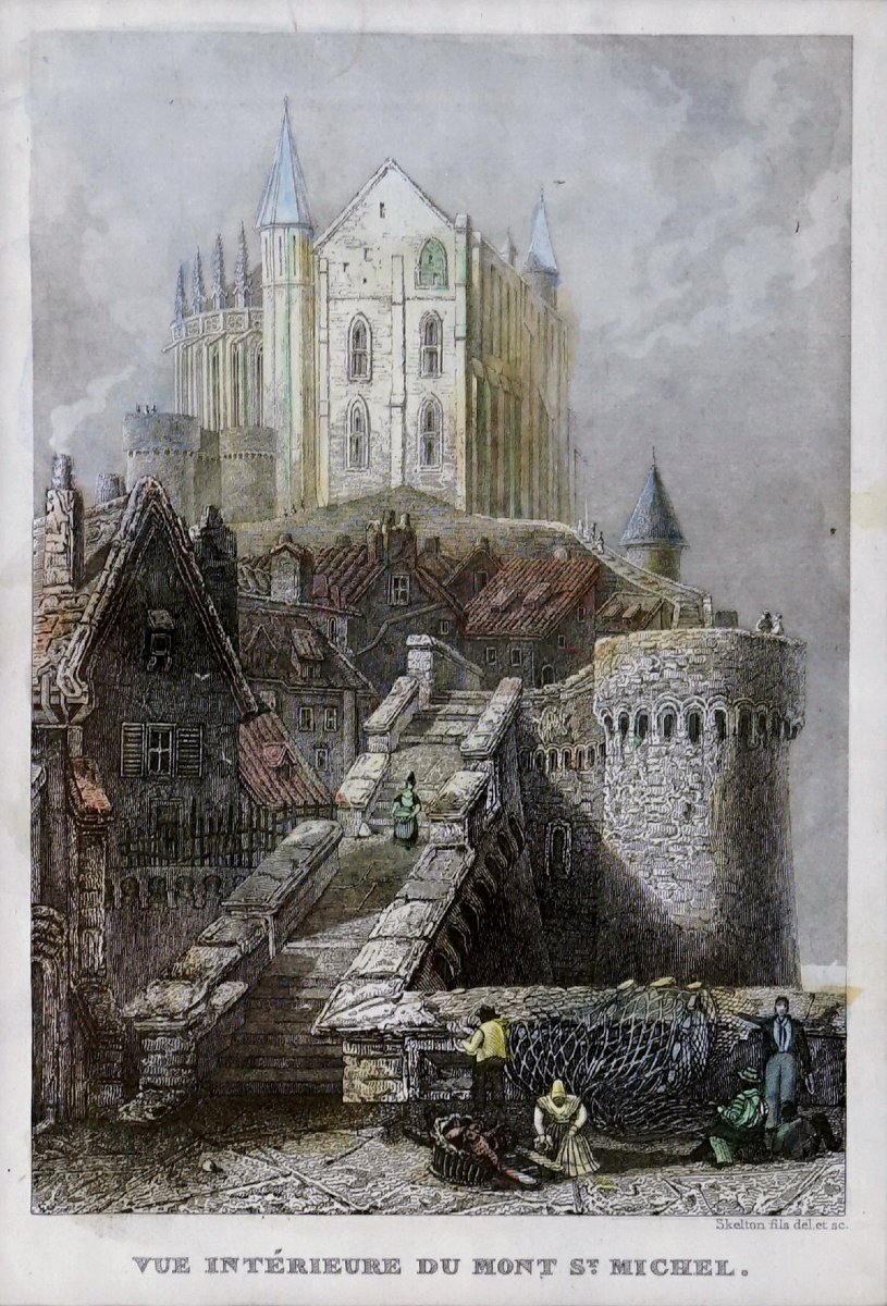 Engraving Of Mont Saint Michel - Interior View - 19th Century-photo-3