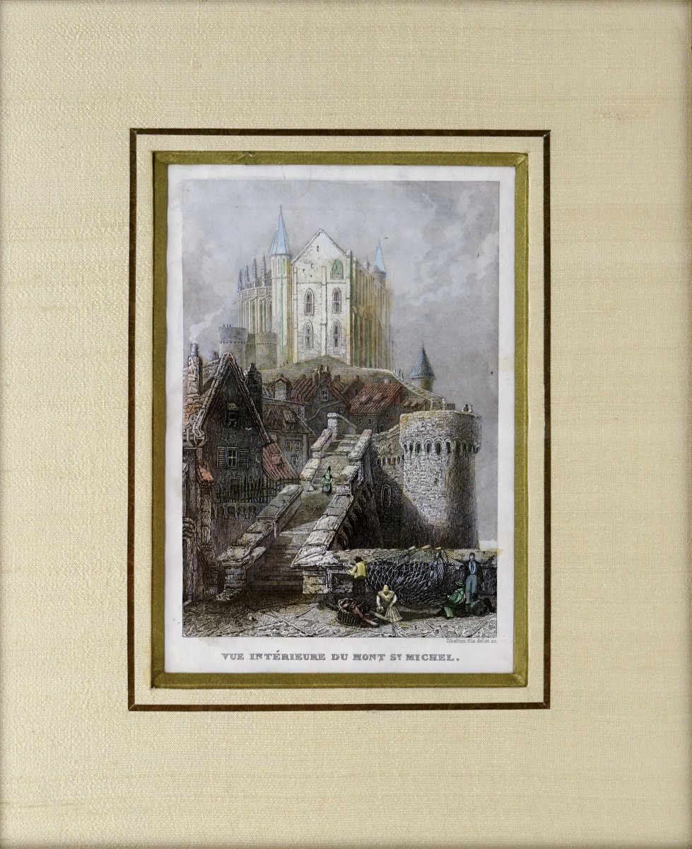 Engraving Of Mont Saint Michel - Interior View - 19th Century-photo-4