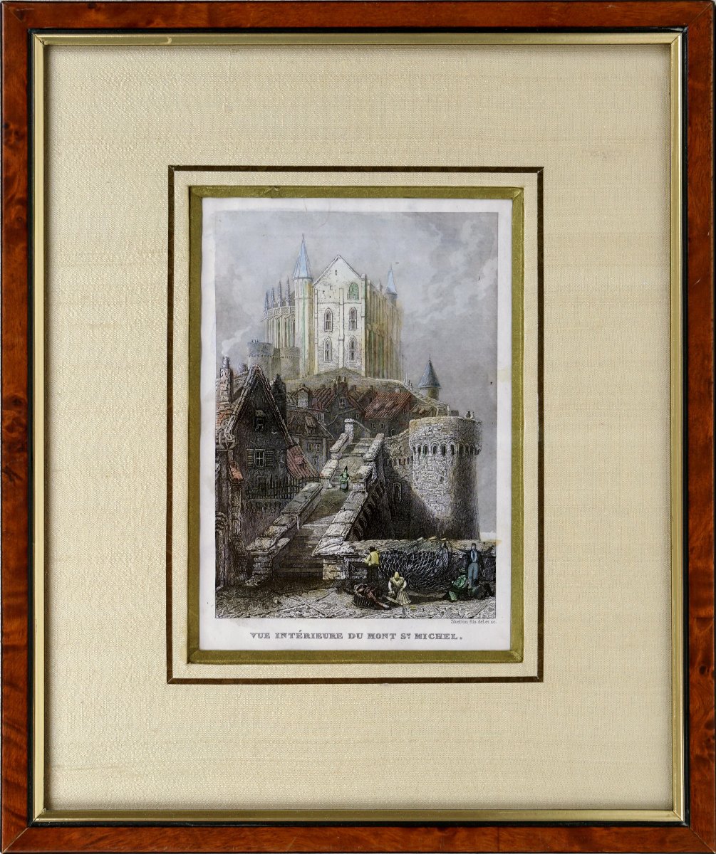 Engraving Of Mont Saint Michel - Interior View - 19th Century