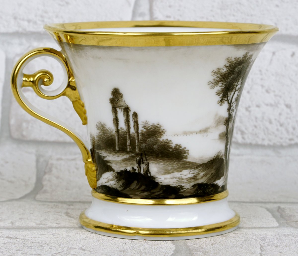 Large Chocolate Cup And Saucer, Paris Porcelain—nast Manufactory—empire Period -photo-2