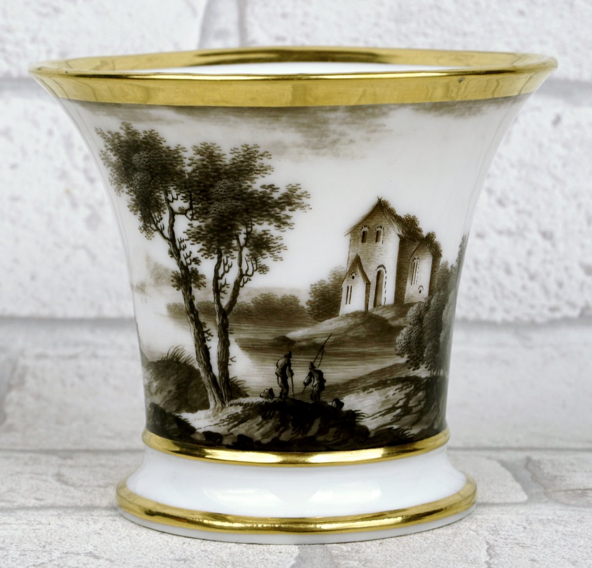 Large Chocolate Cup And Saucer, Paris Porcelain—nast Manufactory—empire Period -photo-3
