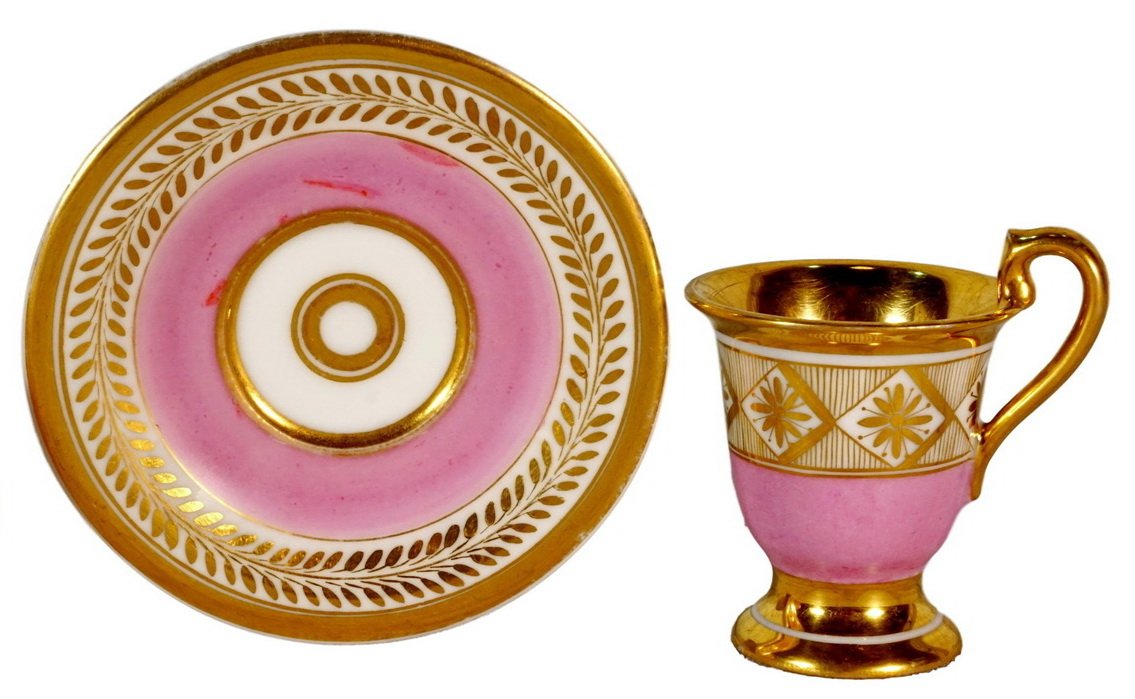 Tasse Miniature et sa Soucoupe en Porcelaine de Paris - Manufacture de DARTE - Ep. Début XIXe