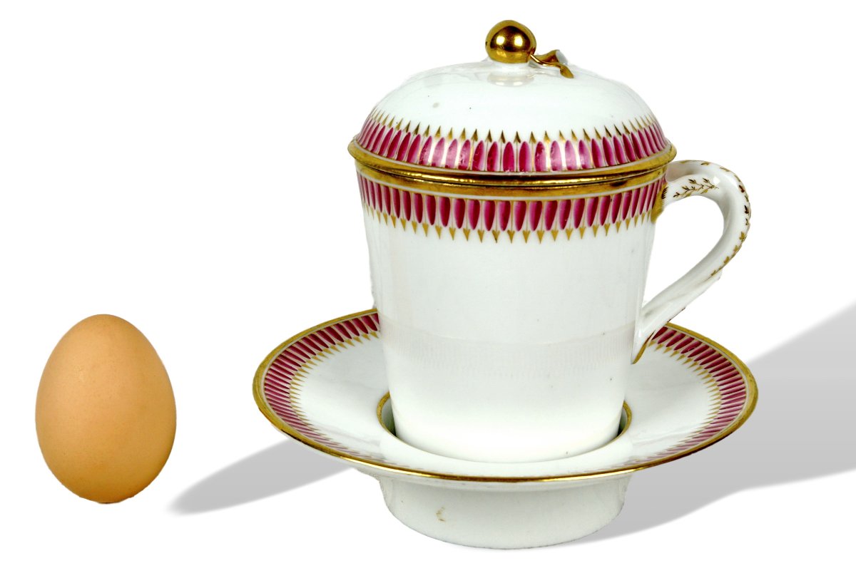 Tasse Trembleuse Couverte Et Sa Soucoupe En Porcelaine De Paris  - Ep. Fin XVIIIe-photo-2