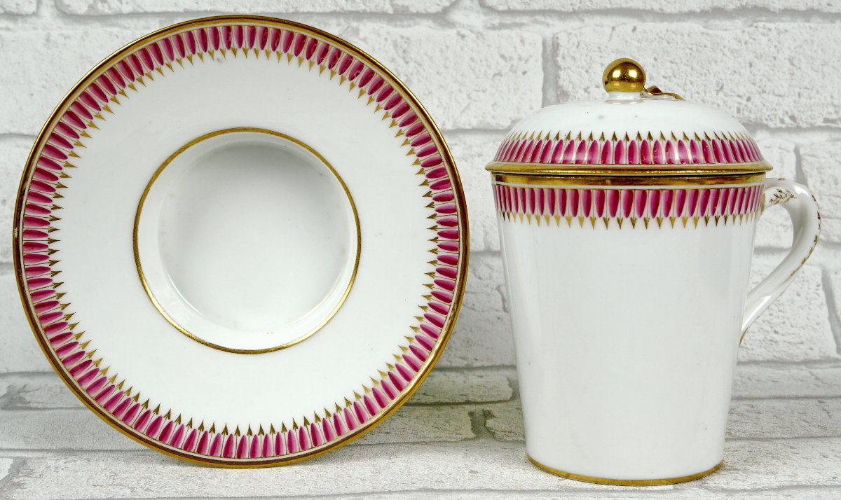 Tasse Trembleuse Couverte Et Sa Soucoupe En Porcelaine De Paris  - Ep. Fin XVIIIe-photo-5