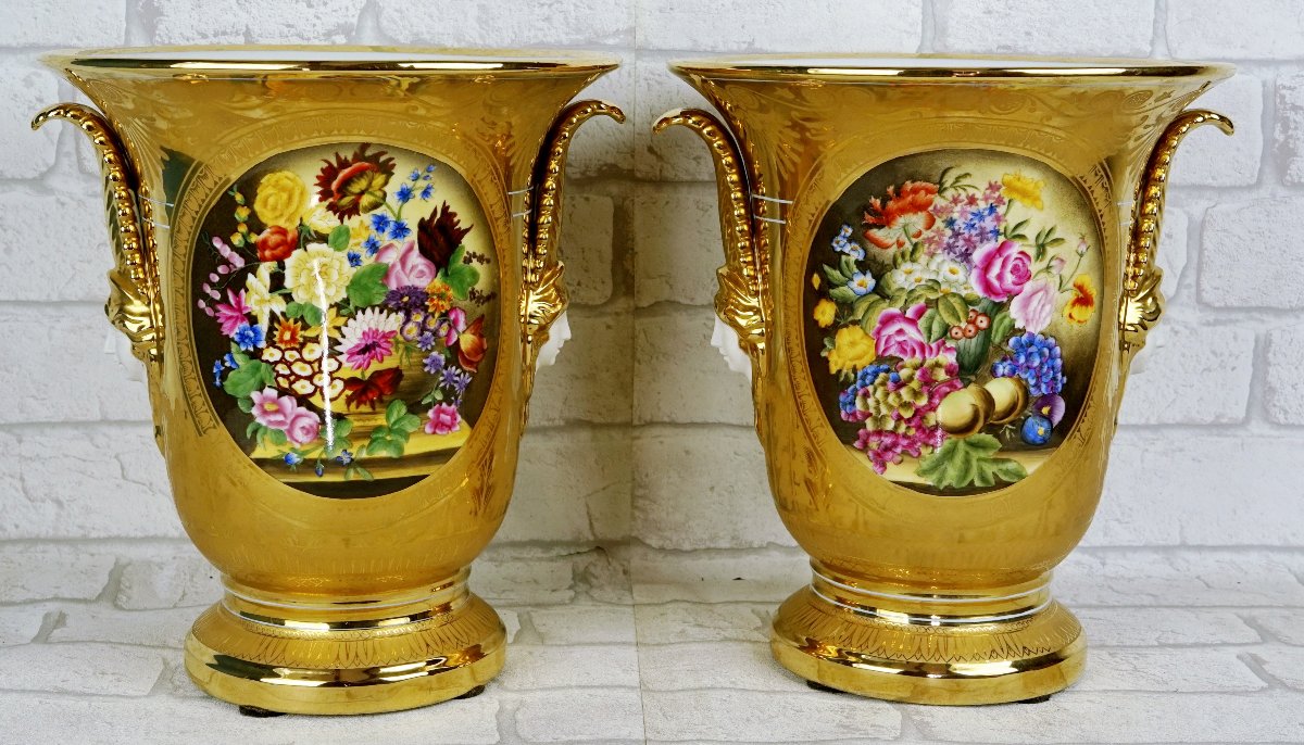 Paire de Grands VASES en porcelaine de style Empire - Ep. FIN XIXe-photo-3