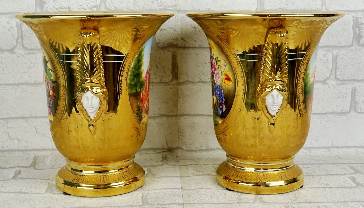 Paire de Grands VASES en porcelaine de style Empire - Ep. FIN XIXe-photo-4
