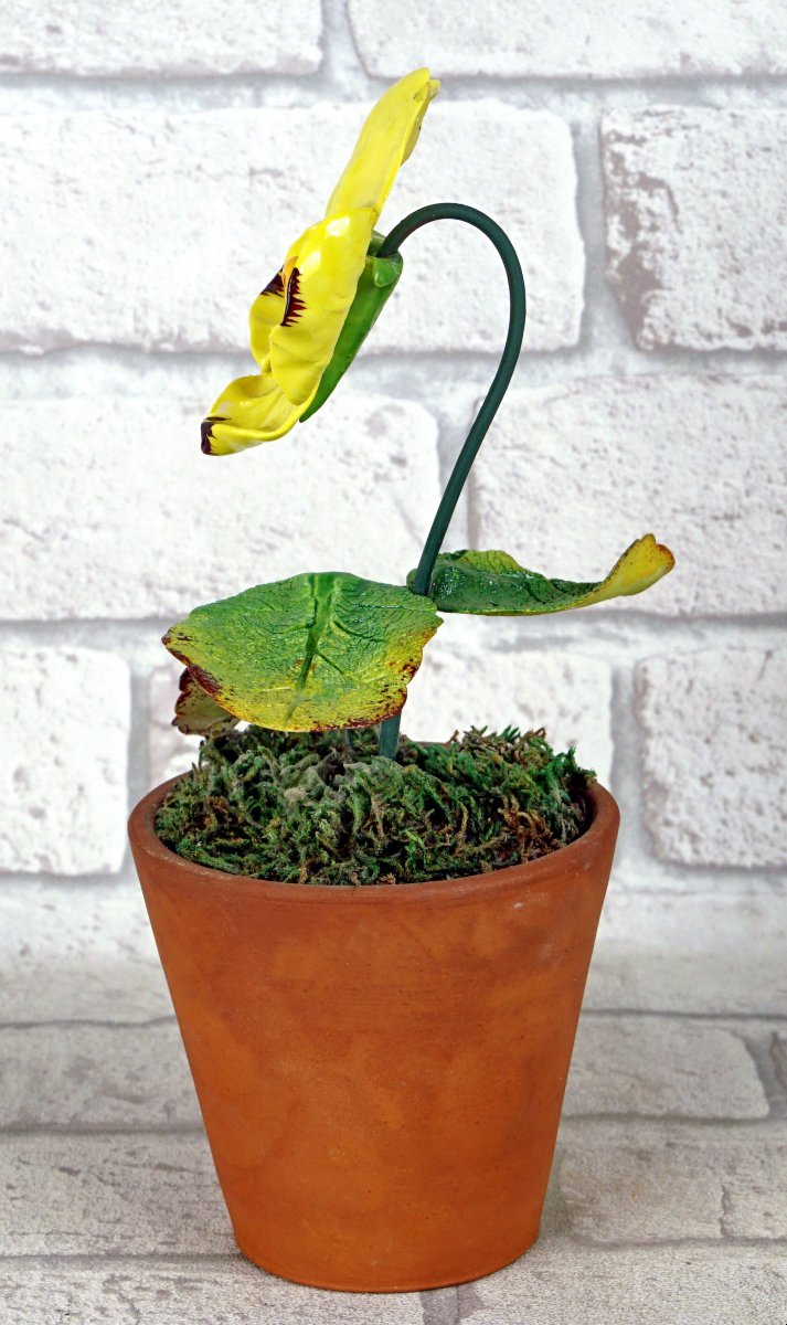 "yellow Pansy" Porcelain Sculpture By Didier Gardillou-photo-2
